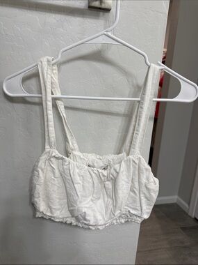 Abercrombie Linen White Crop Tank Top
